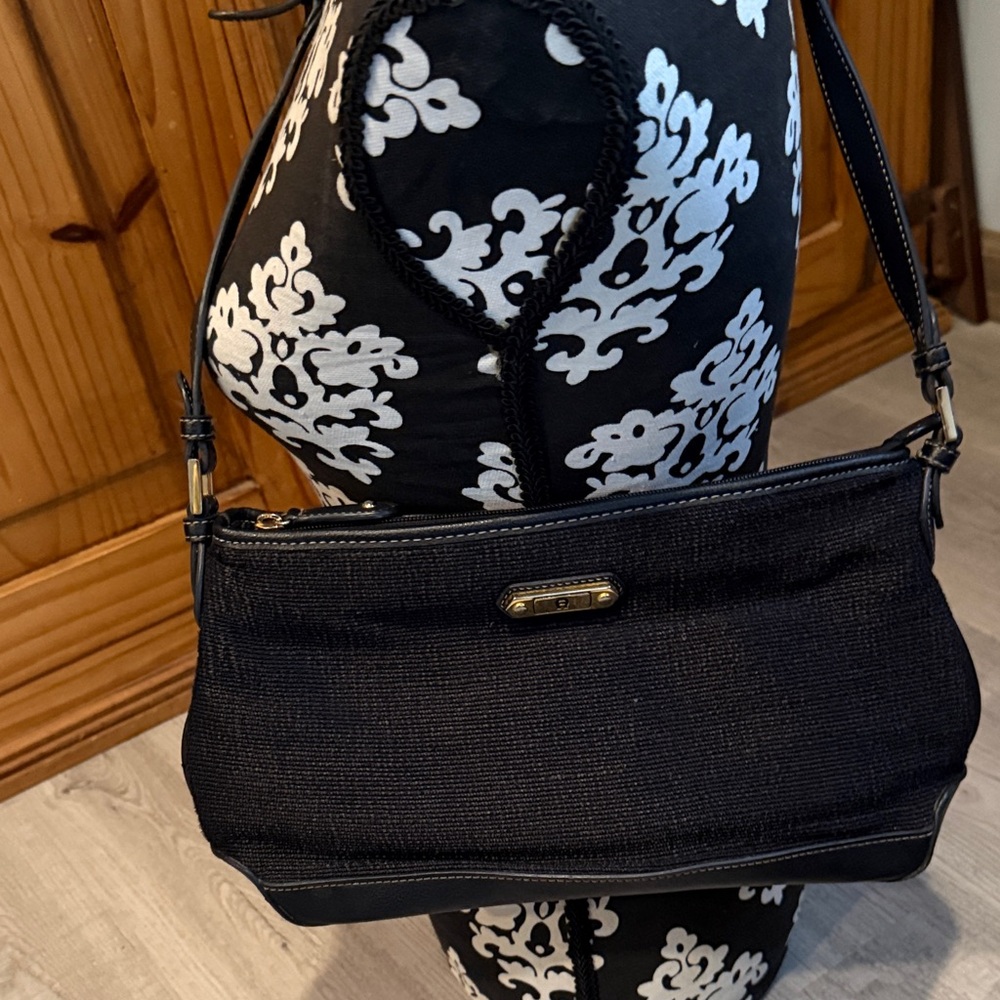 Etienne Aigner Black Shoulder Bag with Gold Hardware